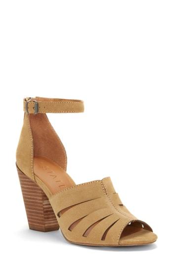 blush suede block heels