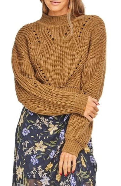 Astr Carly Crop Sweater In Mustard