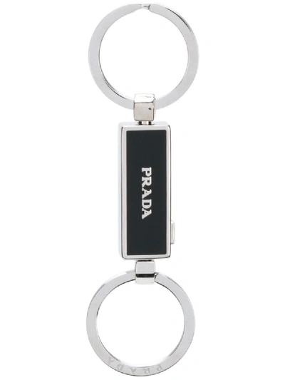 Prada Logo Keychain In Black