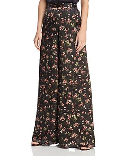 Cami Nyc The Tommy Floral-print Silk-charmeuse Wide-leg Pants In Black