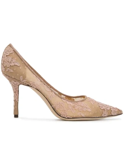 Jimmy Choo Love Lace Pointed Toe Pump In Ballet Pink