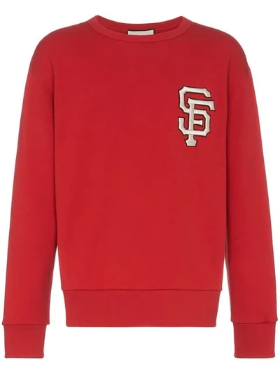 Gucci + San Francisco Giants Appliquéd Loopback Cotton In Red
