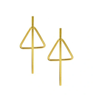 Ottoman Hands Gold Triangle Stud Earrings