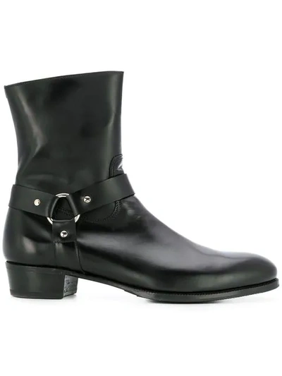 Lidfort Cowboy Inspired Boots In Black