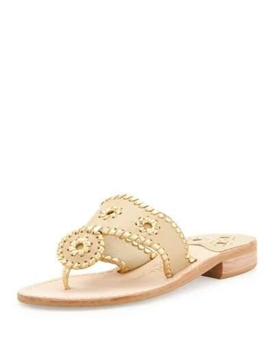 Jack Rogers Nantucket Whipstitch Thong Sandals, Camel/gold In Baby Camel/gold