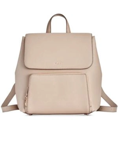 Dkny Bryant Saffiano Leather Flap Backpack, Created For Macy's In Soft Clay/gold