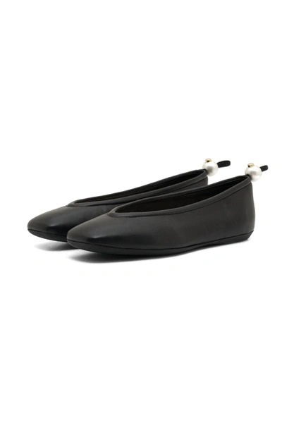 Nicholas Kirkwood Delfi Leather Ballerina Flat In Black