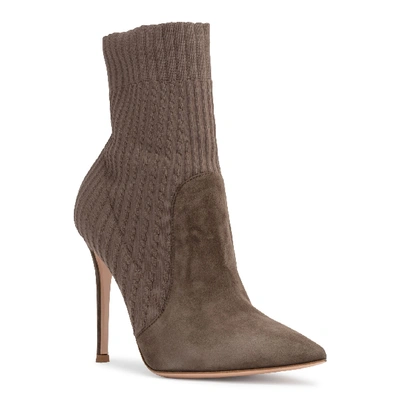 Gianvito Rossi Katie 85 Stiletto Ankle Boots In Taupe In Brown