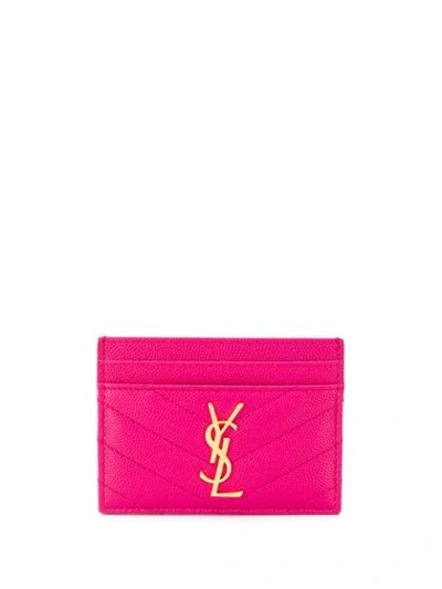 Saint Laurent Monogram Card Case In Pink