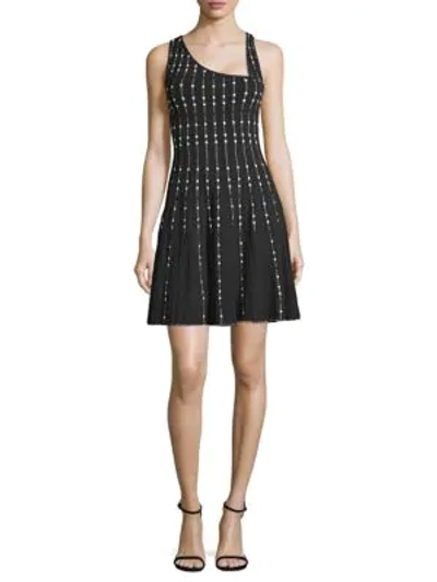 Bcbgmaxazria Embellished Knit City Fit-&-flare Dress In Black