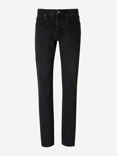 Saint Laurent Slim Denim Pants In Distressed Finish