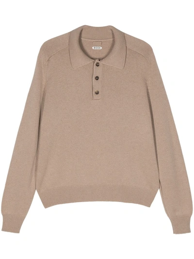 Bode Knitted Cashmere Polo Shirt In Oatmeal
