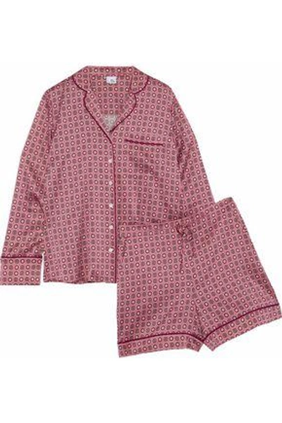Iris & Ink Woman Dusty Printed Silk-blend Satin Pajama Set Pink