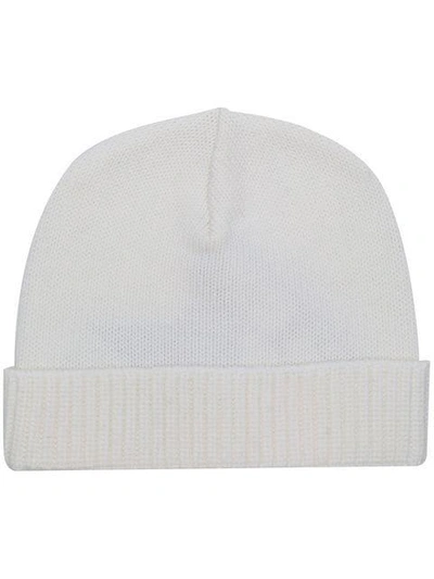 Stone Island Shadow Project Ribbed Knit Beanie In White