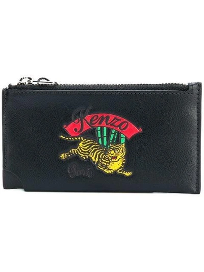 Kenzo Jumping Tiger Zipped Card Holder In Black