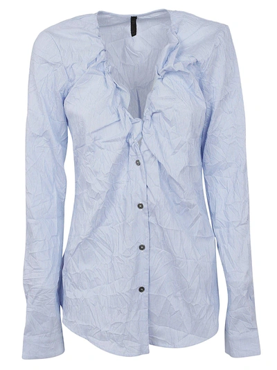 Ben Taverniti Unravel Project Frilled Shirt In Blue No Co