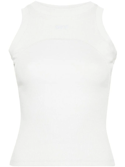 Off-white Logo-embroidered Top In Artic Ice Artic Ice