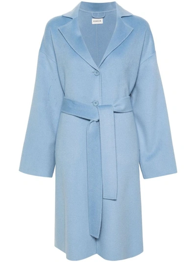 P.a.r.o.s.h. Felted Wool-blend Maxi Coat In Light Blue