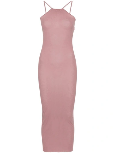 Rick Owens Skorpio Ribbed Maxi Dress In Dusty Pink