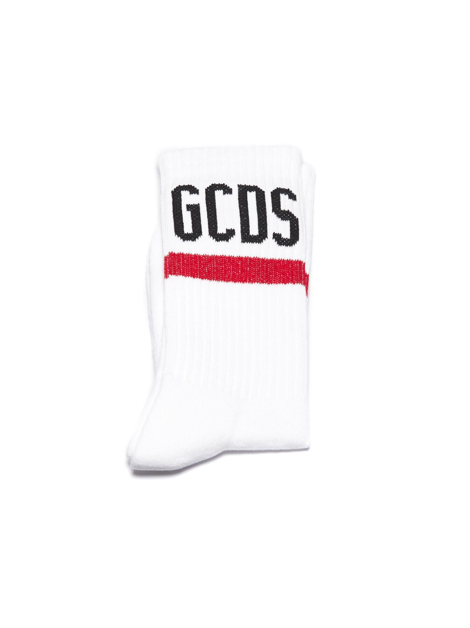 Gcds Logo Printed Socks In Bianco Nero Rosso Modesens