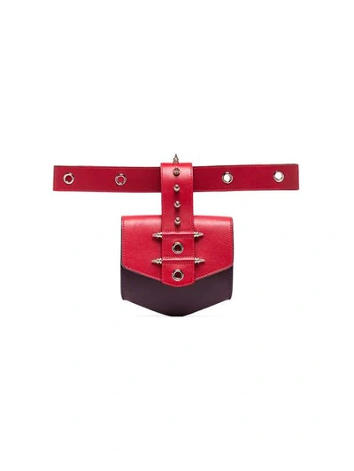 Okhtein Red Rodhawk Studded Leather Belt Bag