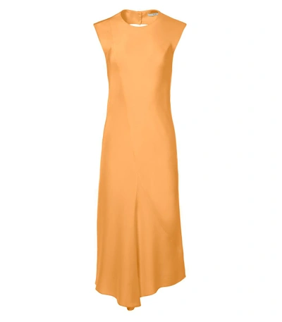 Tibi Orange Silk Open Back Bias Dress In Apricot