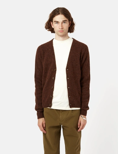 Bhode Lambswool Cardigan (made In Scotland) In Brown