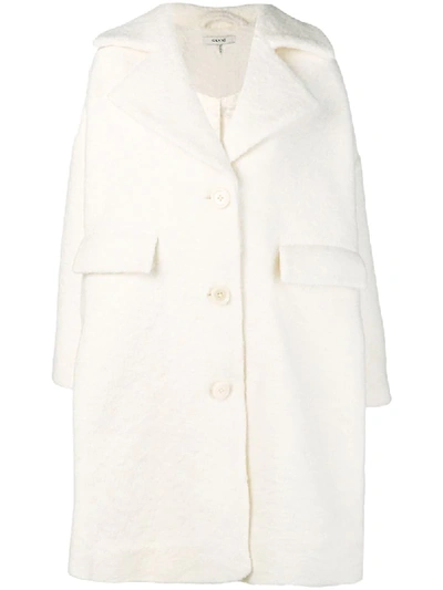 Ganni Fenn Oversized Wool Blend Coat In White