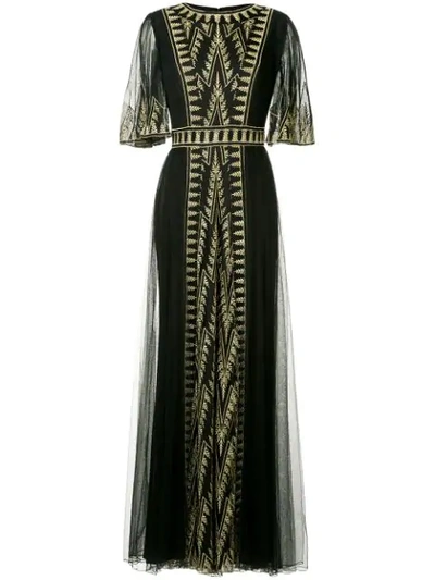 Tadashi Shoji Embroidered Maxi Dress - Black