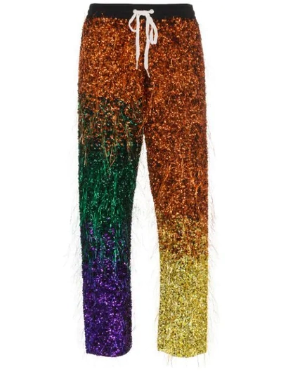 Ashish Tinsel Sequin Embellished Silk Track Pants In Multicolour