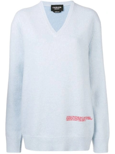 Calvin Klein 205w39nyc Logo Embroidered Sweater - Blue