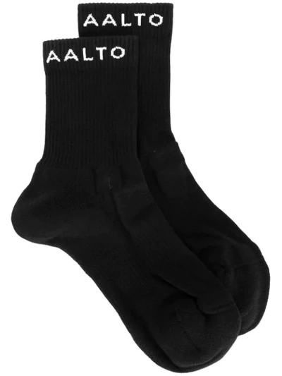 Aalto Logo Print Socks In Black