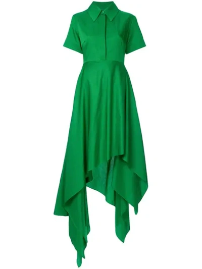 Solace London Asymmetric Shirt Dress - Green
