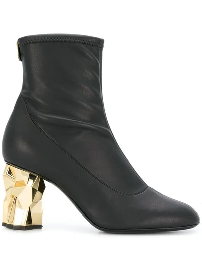 Giuseppe Zanotti Gold Heel Ankle Boots In Black