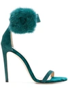 Benedetta Boroli Cleo Mink Fur Heeled Sandals - Green