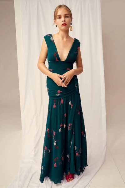 Keepsake Night Fall Gown In Emerald Floral