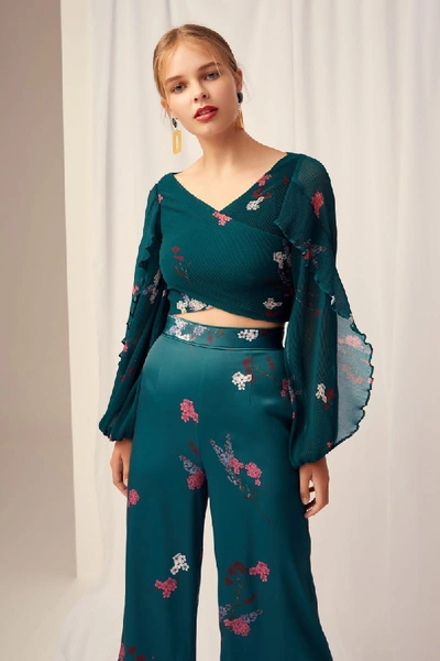 Keepsake Night Fall Long Sleeve Top In Emerald Floral