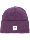 Wood Wood Ribbed Logo Patch Beanie In Pink