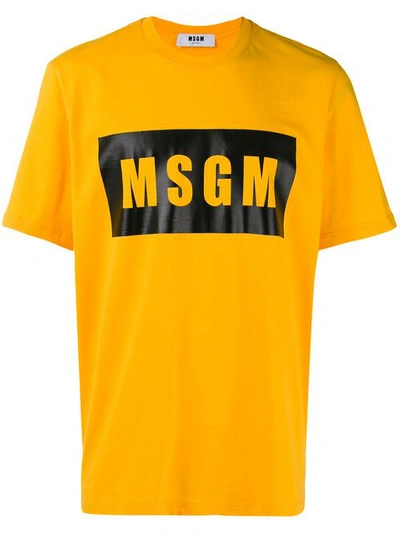 Msgm Logo Print T-shirt - Yellow In Yellow & Orange