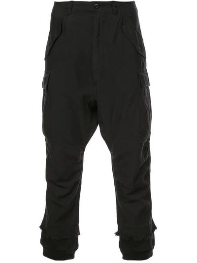 R13 Distressed Cargo Trousers - Black