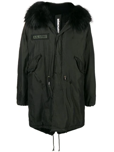 As65 Fur Trimmed Parka Coat - Black