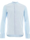 Wales Bonner Pinstripe Mandarin Collar Shirt - Blue