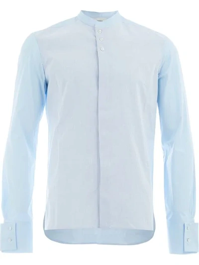 Wales Bonner Pinstripe Mandarin Collar Shirt - Blue