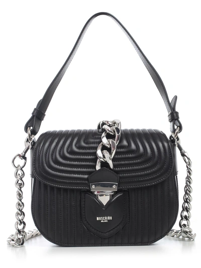 Moschino Quilted Shoulder Bag In Black