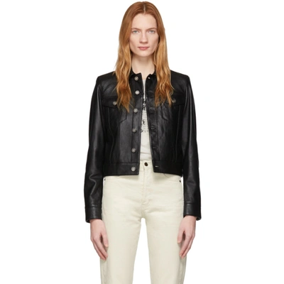 Saint Laurent Shearling-collar Leather Jacket In Black