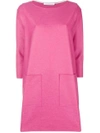 Harris Wharf London Long Sleeved Shift Dress - Pink In Pink & Purple