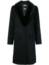 P.a.r.o.s.h Fur Trimmed Coat In Black