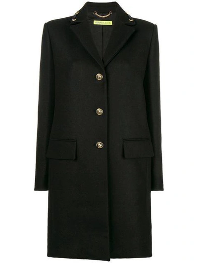 Versace Jeans Single-breasted Fitted Coat - Black