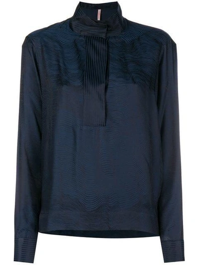 Indress Jaquard Blouse In Blue