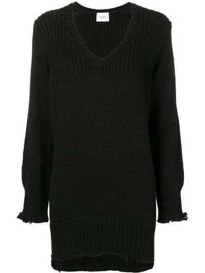 Dondup Frayed Hem Oversized Sweater - Black